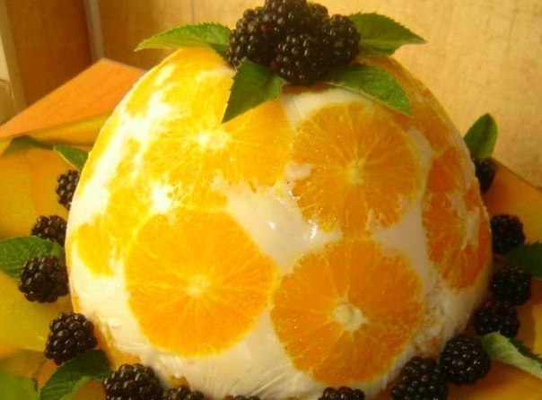 Желейный торт без выпечки «Апельсины в йогурте»
