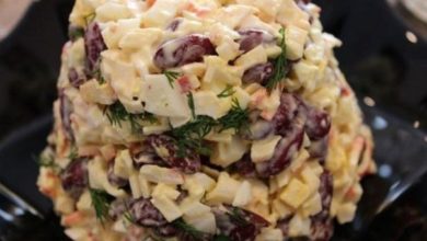 Быстрый салат с фасолью и крабовыми палочками